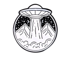 UFO rumskib pin med landskap 24x26mm
