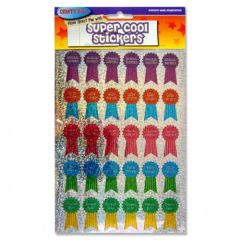 Belønningsklistremerker, glittermedaljer "Well done" , 30stk, 35mm  